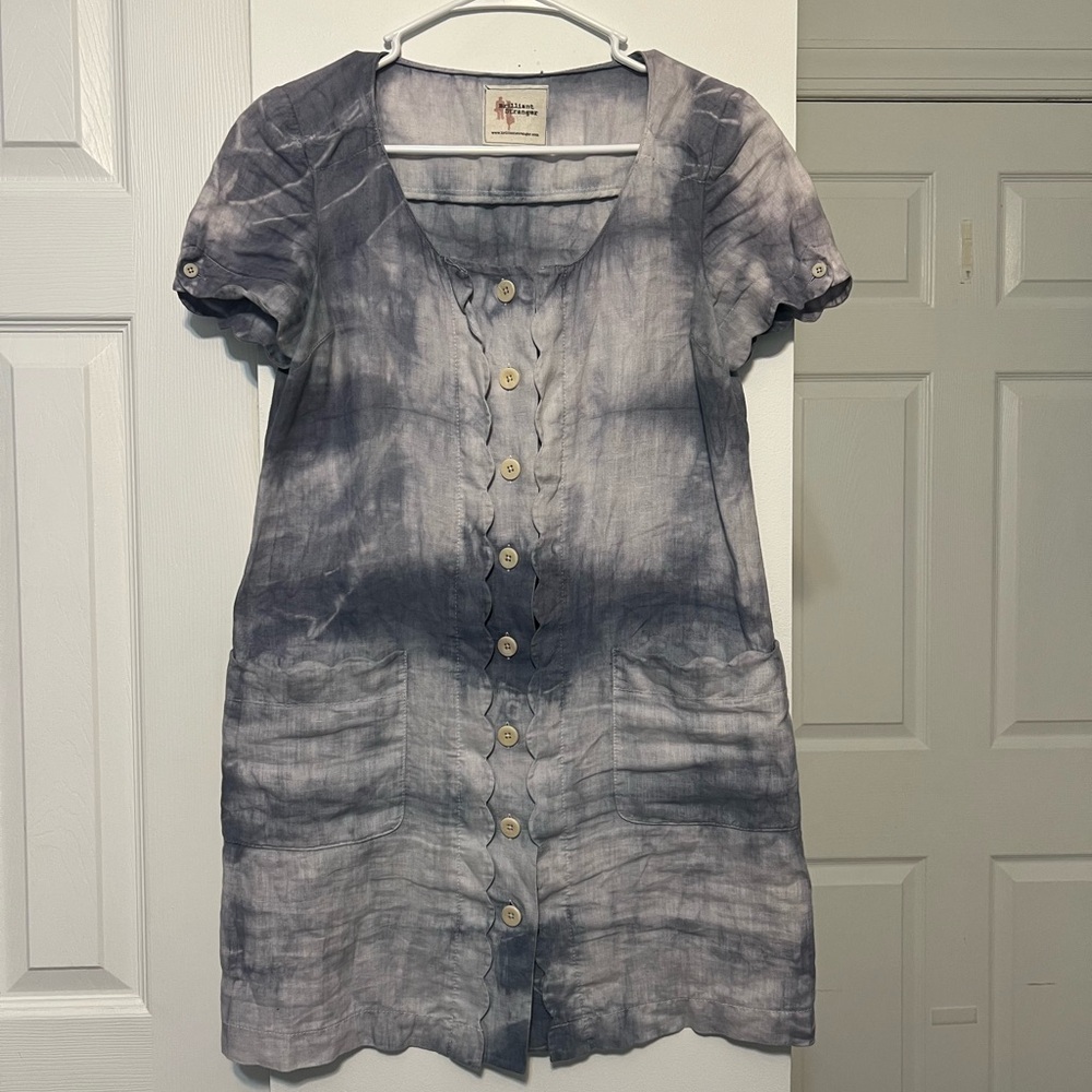 Brilliant Stranger One Of a Kind Button Up Tie Dye Mini Dress.